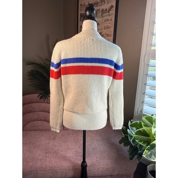 Johnnie B Cream Ribbed Knit Sweater Red Blue Stripe Mock Neck Youth Size - Picture 3 of 8